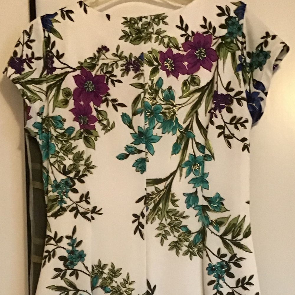 Shelby Palmer White Floral Cocktail Party Dress